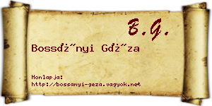 Bossányi Géza névjegykártya