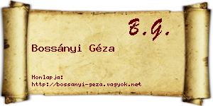 Bossányi Géza névjegykártya