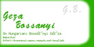 geza bossanyi business card